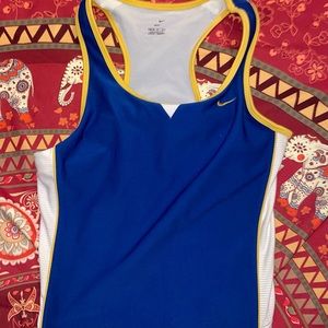 Nike Tennis Tank Top Blue And Yellow Small Built In Bra